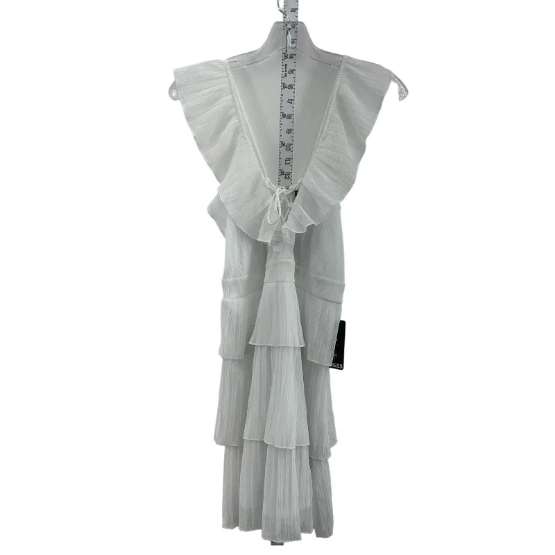 Express Women Ruffled Tier White Trapeze Flutter Sleeve Dress S - NWT, Polyester Open-back unclassified dresses