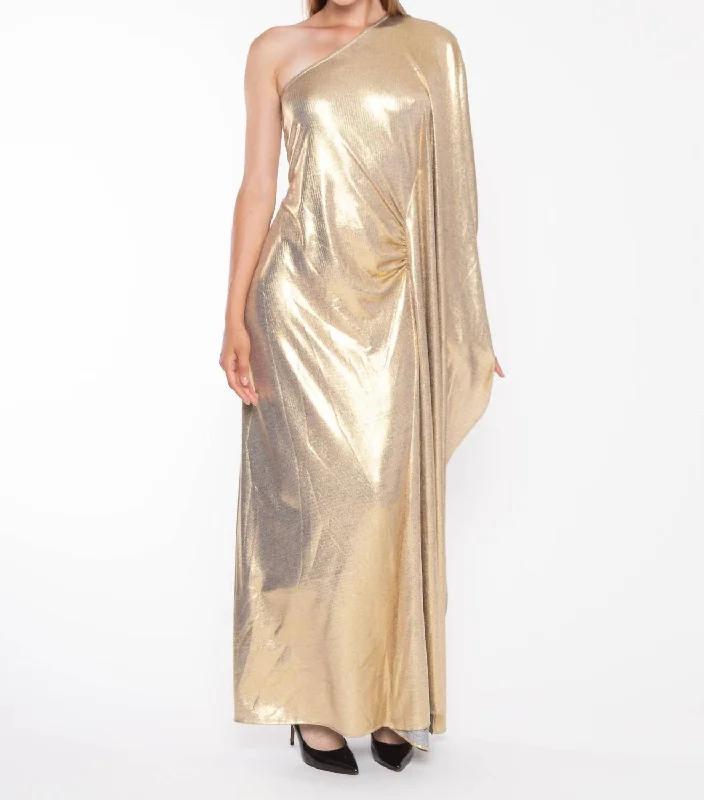 Foil Jersey Gown In Gold Long unclassified dresses