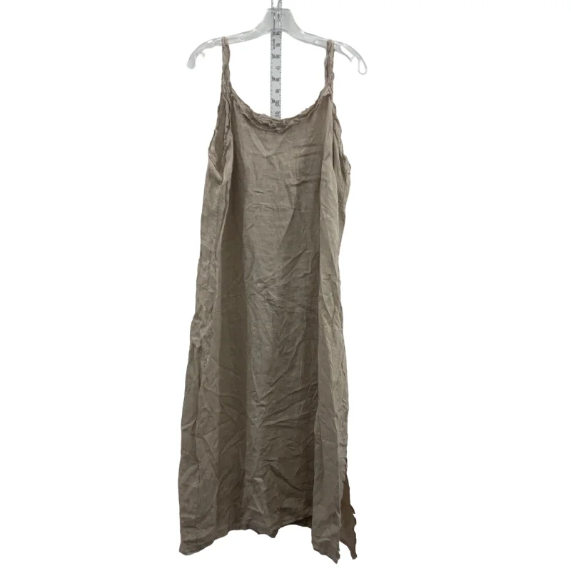 Francesca Bettini Women's Lightweight Beige Linen Slip Dress, Size L, Preowned Vacation unclassified dresses