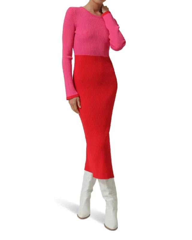 Frankie Dress In Pink/red Cotton unclassified dresses