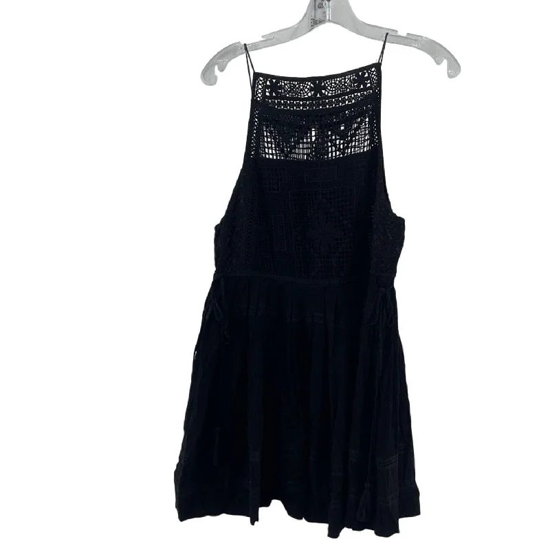 Free People Halter Lattice Crochet Flowy Black Dress S Women's Preowned Date night unclassified dresses