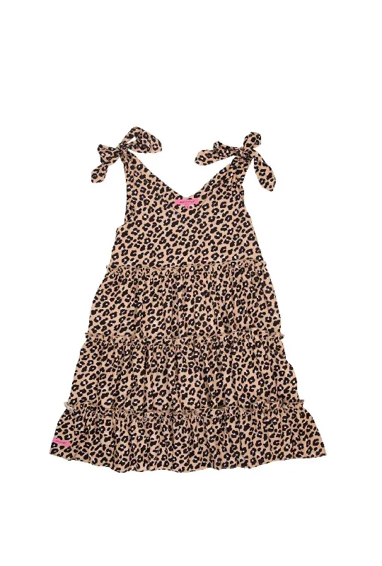 Gathered Dress In Leopard Earthy tone unclassified dresses