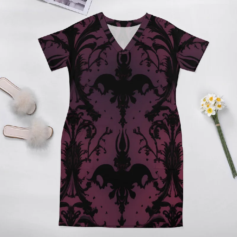 Gothic Purple Loose Dress With Pockets Date night unclassified dresses