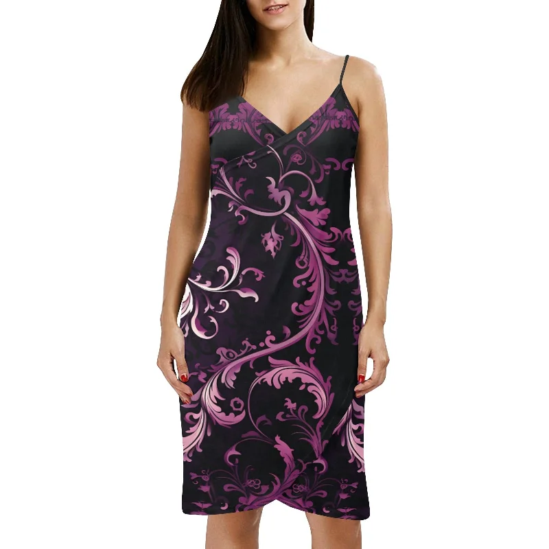 Gothic Purple Spaghetti Strap Backless Beach Dress Spring unclassified dresses