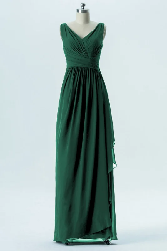 Hunter Green Chiffon Sleeveless Ruffled Bridesmaid Dress Stylish unclassified dresses