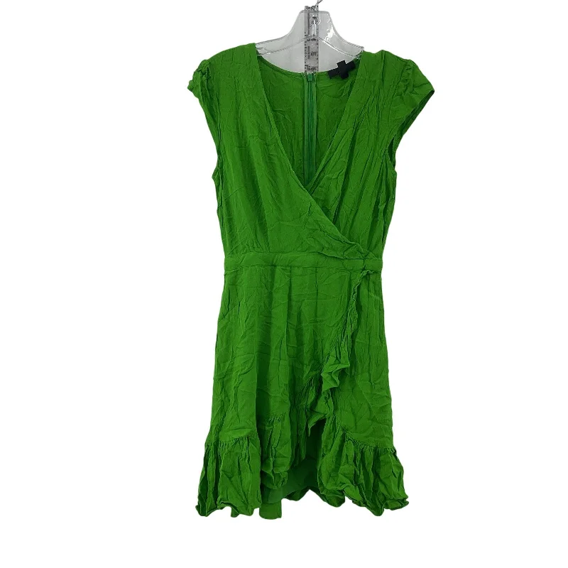 J.Crew Green Faux Wrap Ruffle Dress Knee Length Women's Size 0 Preowned Travel unclassified dresses