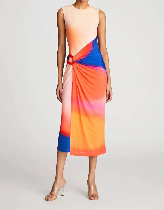 Jordi Dress In Sunset Abstract Color Block Boho unclassified dresses