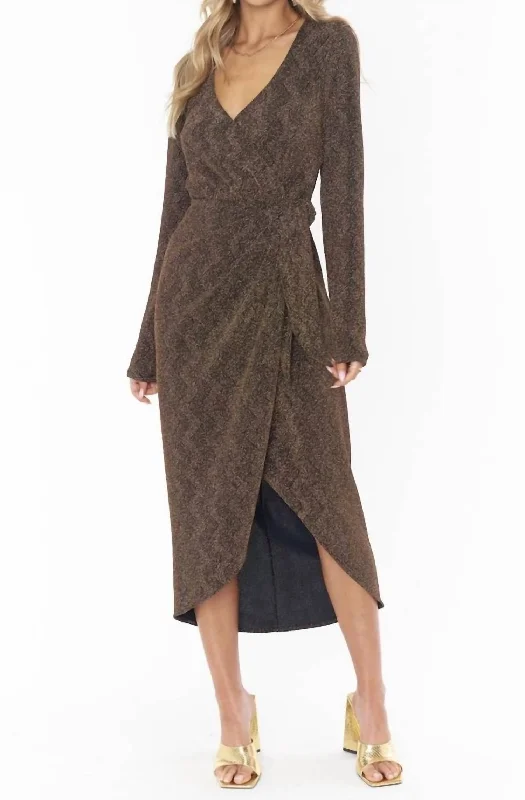 Kimora Wrap Dress In Squiggle Sparkle Knit Boho unclassified dresses