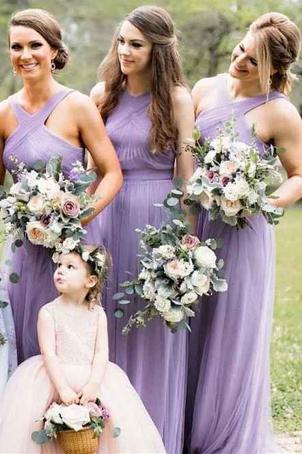 Lavender Chiffon Cross-Front Pleated Bridesmaid Dress Earthy tone unclassified dresses