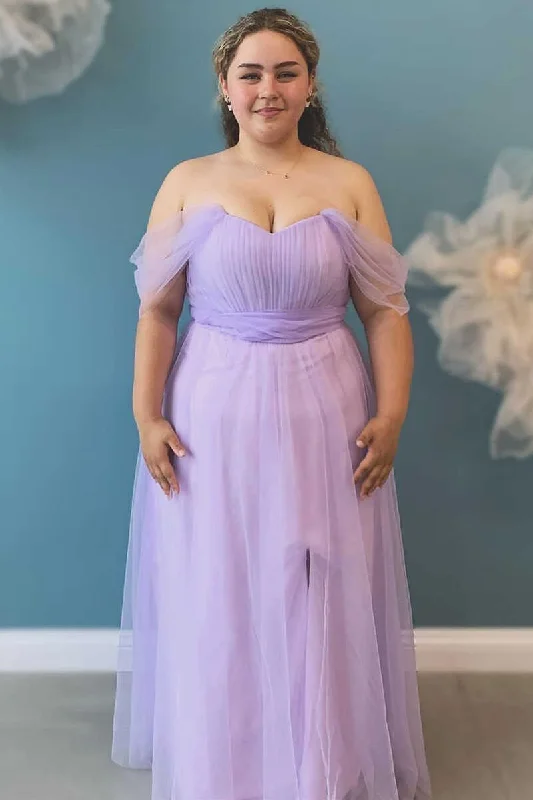 Lavender Chiffon Off-the-Shoulder A-Line Bridesmaid Dress Lounge unclassified dresses