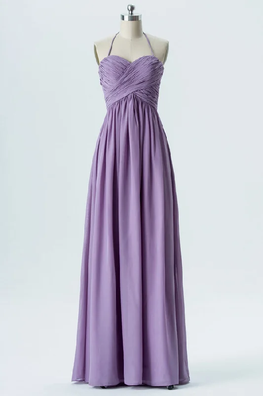 Lavender Chiffon Sweetheart Halter Bridesmaid Dress Everyday wear unclassified dresses