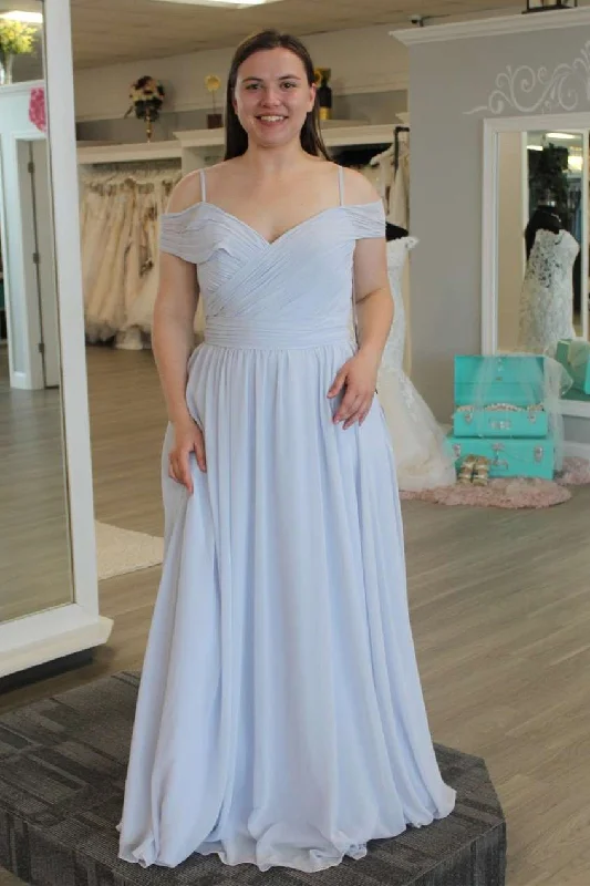 Light Blue Chiffon Cold-Shoulder A-Line Bridesmaid Dress Party unclassified dresses