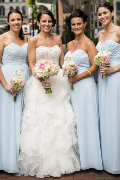 Light Blue Strapless Pleated Bridesmaid Dress Bold pattern unclassified dresses