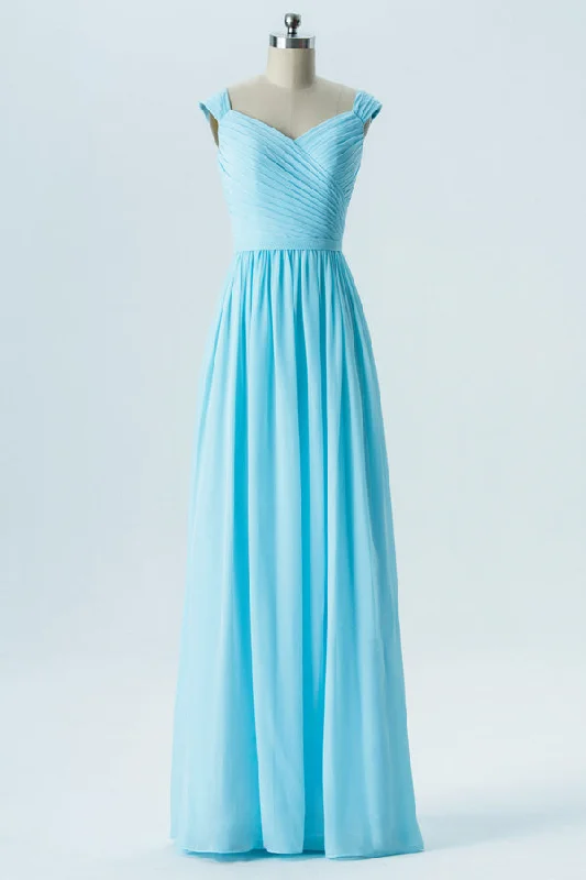 Light Blue V-Neck Wrap Bridesmaid Dress Pastel unclassified dresses