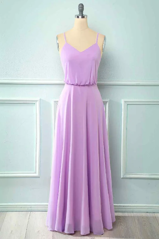 Light Purple Chiffon Straps Bridesmaid Dress Best-selling unclassified dresses