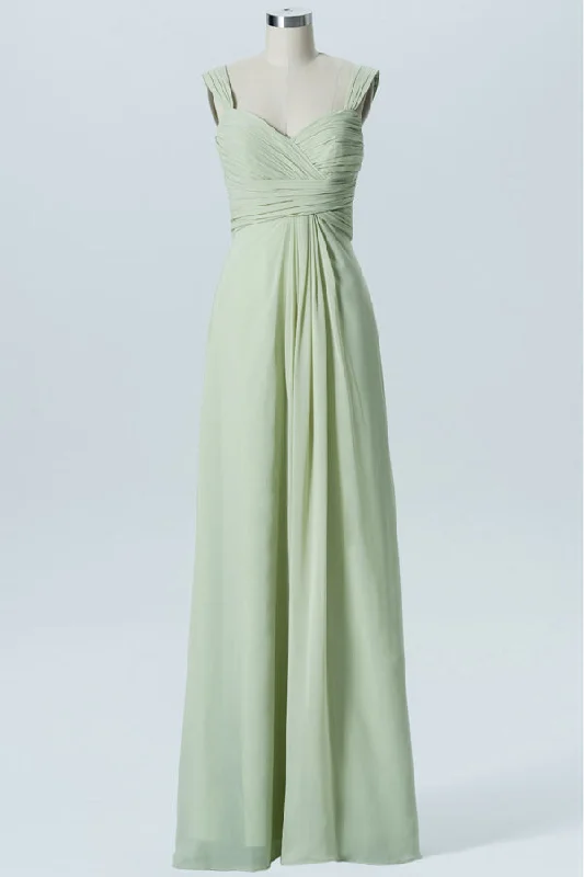 Light Sage Green Chiffon Banded Waist Bridesmaid Dress Polka dot unclassified dresses