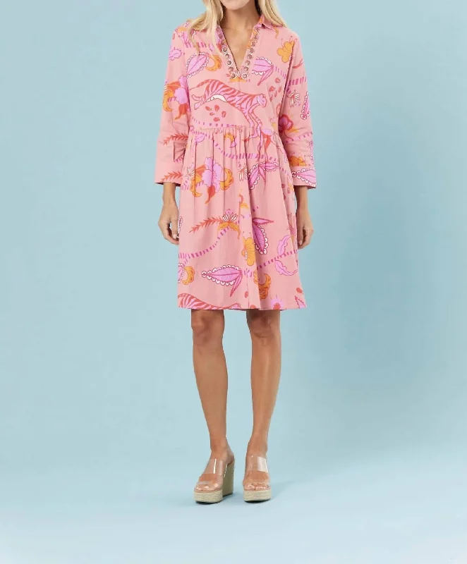 Lucy Dress In Peach Jungle Color block unclassified dresses