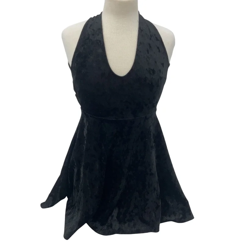 Lulu's Women's Velvet Sleeveless Black Fit & Flare Dress XS Polyester Preowned Backless unclassified dresses