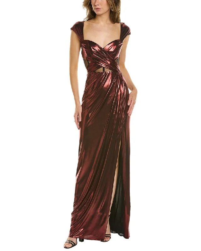 Marchesa Notte Metallic Column Gown Elegant unclassified dresses