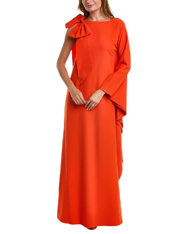 Marchesa Notte One-Arm Draped Crepe Kaftan Dress Cotton unclassified dresses