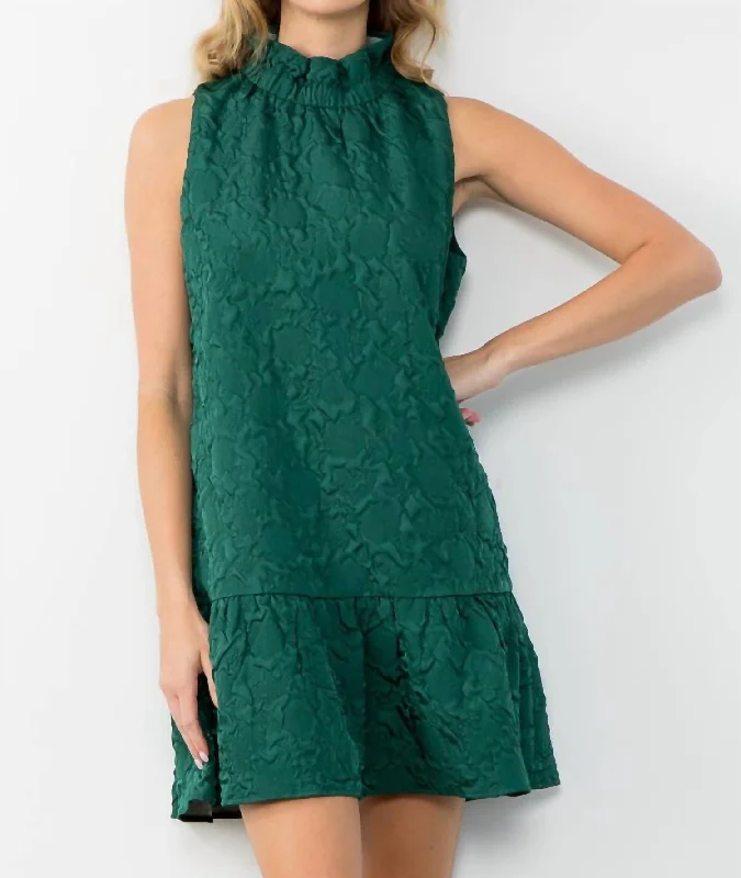 Mariana Sleeveless Textured Dress In Green Chic unclassified dresses