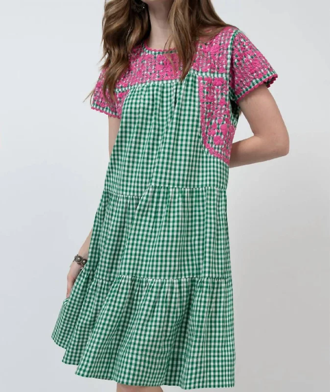 Mary Jane Checkered Dress In Green Unique unclassified dresses