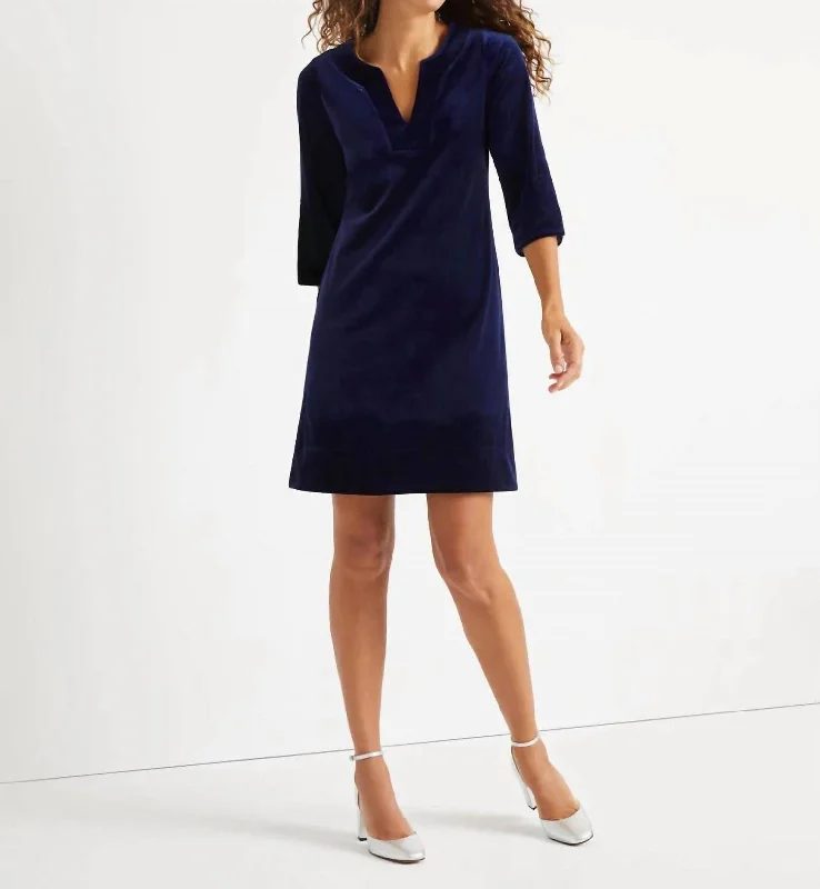 Megan Velvet Dress In Navy Neutral tone unclassified dresses