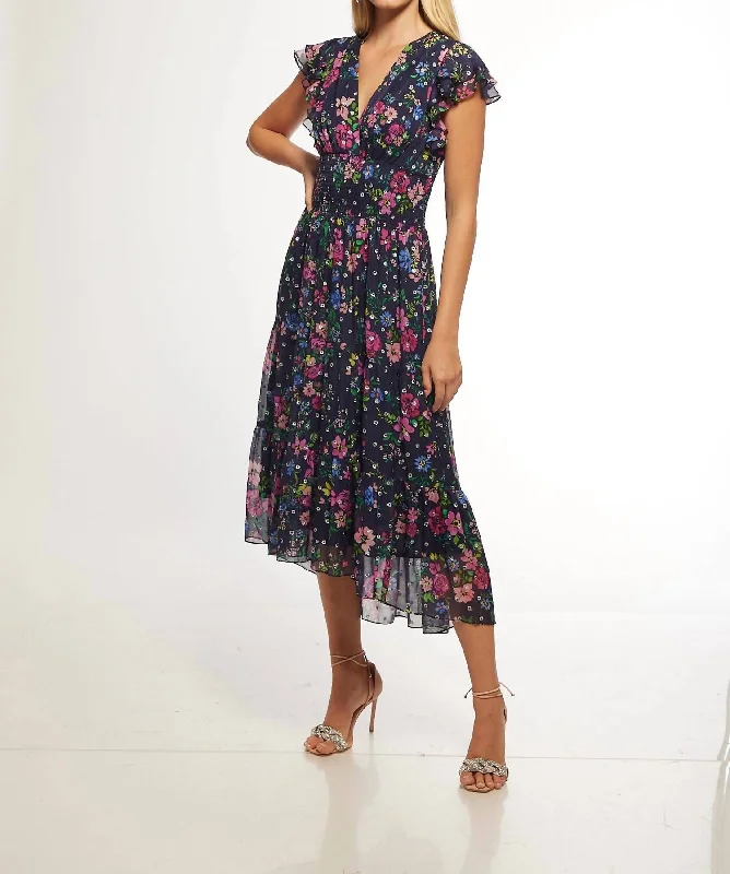 Midnight Neal Dress In Navy/fuchsia Multi Unique unclassified dresses