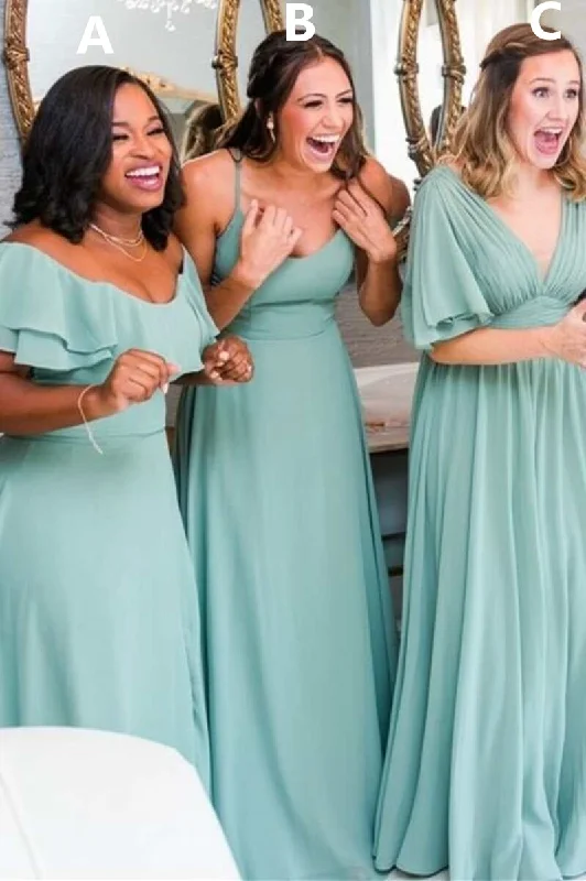 Mismatch Light Jade Chiffon Bridesmaid Dress Y2K unclassified dresses