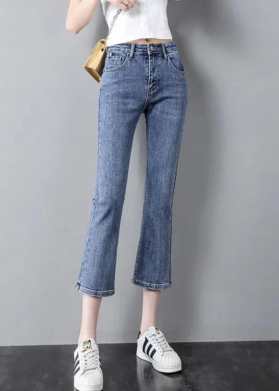 Modern Blue High Waist Patchwork Button Crop Jeans Summer TY1058 Metallic unclassified dresses