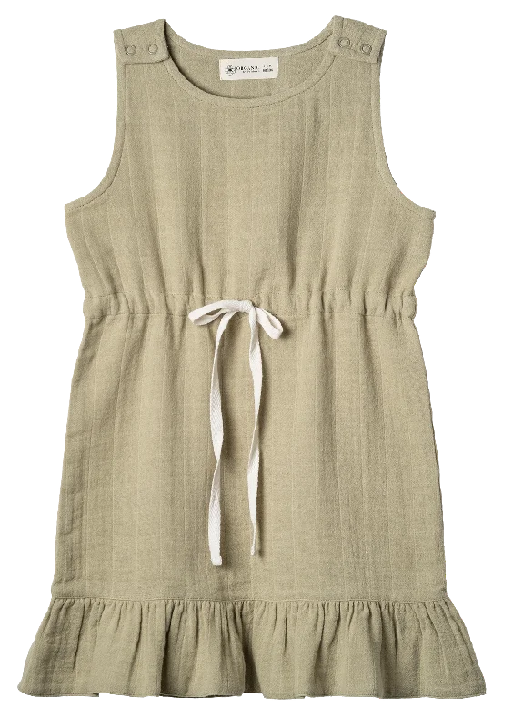 Muslin Jumper Dress Drawstring Sage-green Women's unclassified dresses