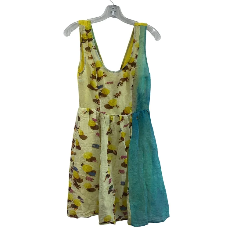 New Plenty by Tracy Reese Watercolor Women's Linen Dress Sz 2 Yellow & Blue NWT Trendy unclassified dresses