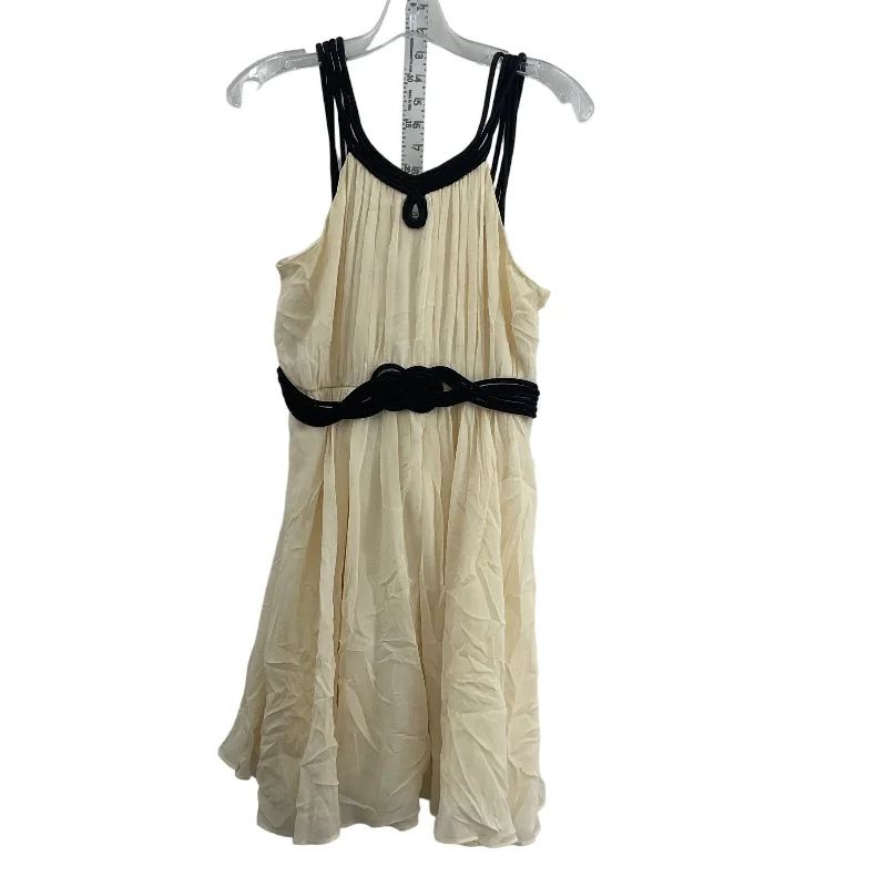 Nine West Beige Silk Knee Length Sleeveless Womens Babydoll Dress Sz 8 Preowned Designer unclassified dresses