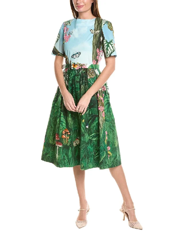 Oscar de la Renta Botanical Forest A-Line Dress Metallic unclassified dresses