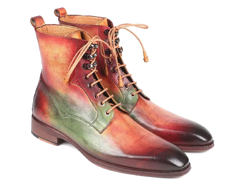 Paul Parkman Men's Green, Camel & Bordeaux Leather Boots (ID#BT533SPR) Short unclassified dresses