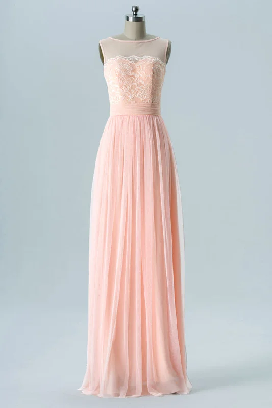 Peach Embroidered Sleeveless Bridesmaid Dress Casual unclassified dresses