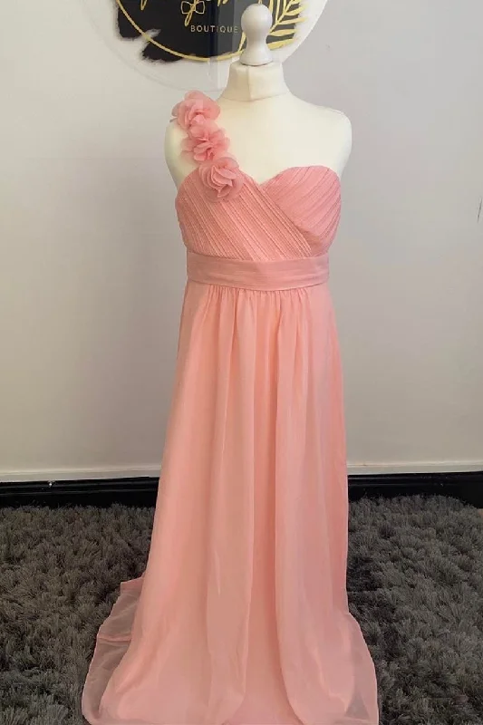 Peach One-Shoulder Sweetheart Flower Girl Dress Beach unclassified dresses