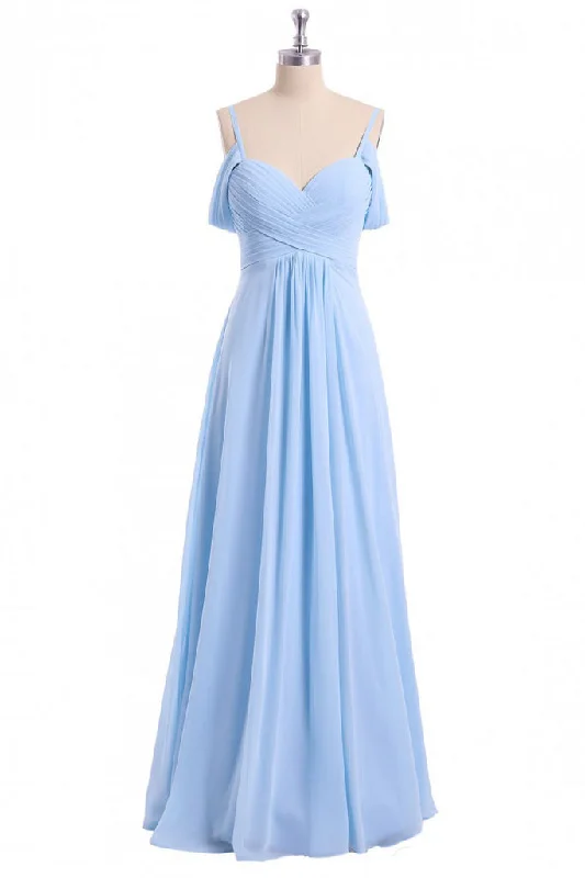 Periwinkle Off-the-Shoulder Sweetheart Bridesmaid Dress Affordable unclassified dresses