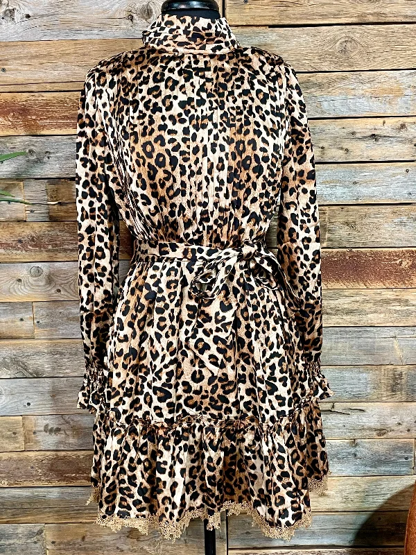 Polly Satin High Neck Animal Print Dress Graduation unclassified dresses