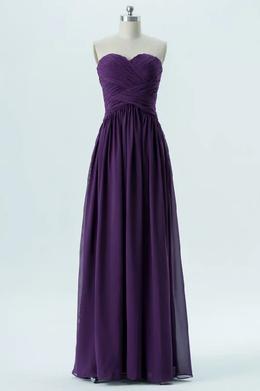 Purple Chiffon Sweetheart Strapless Bridesmaid Dress Elegant evening unclassified dresses