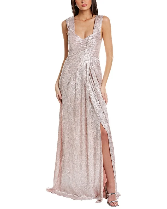 Rene Ruiz Metallic Off-The-Shoulder Gown A-line unclassified dresses