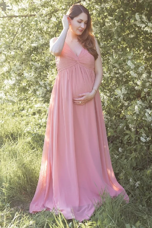 Rose Twist-Front Sleeveless Maternity Chiffon Bridesmaid Dress Luxury unclassified dresses