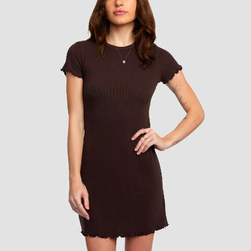 RVCA Rover Rib Knit Dress Java - Womens Sleeveless unclassified dresses