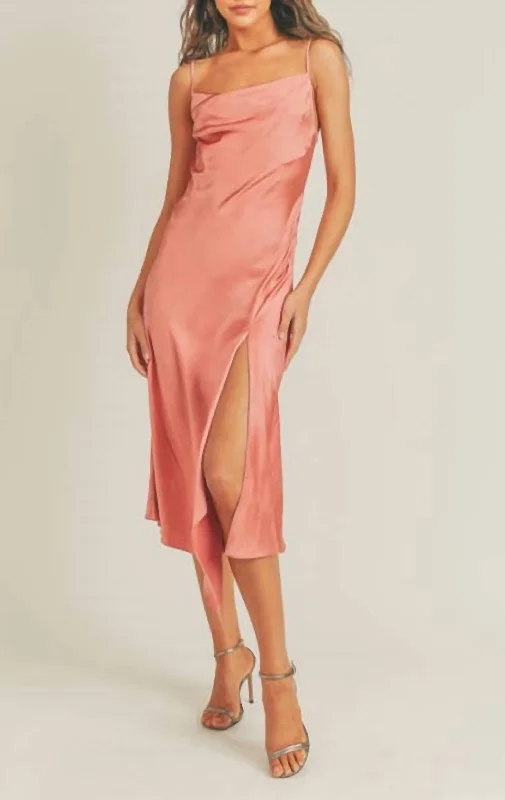 Satin Slip Dress In Coral High-end unclassified dresses