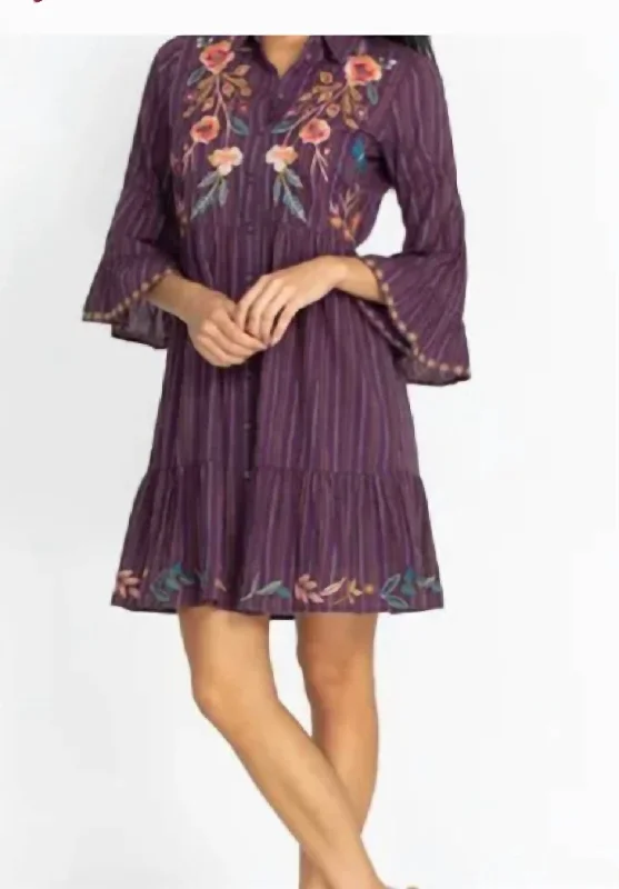 Shuri Easy Tiered Dress In Purple Chiffon unclassified dresses