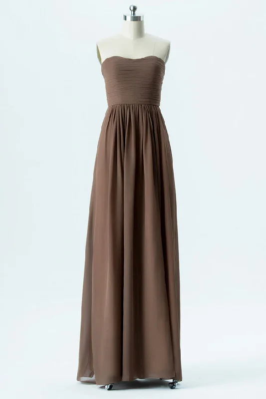 Simple Brown Strapless Bridesmaid Dress Designer unclassified dresses