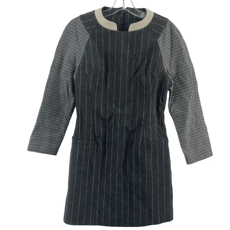 Studio K Gray Pinstripe Grid Shift Dress Lambskin Cotton Blend Womens S Preowned Budget-friendly unclassified dresses