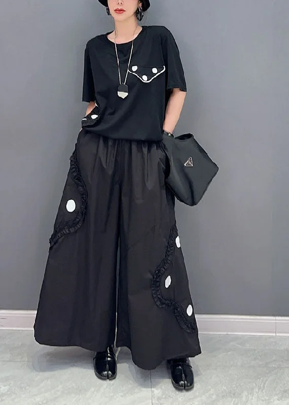 Style Black Ruffled Oversized Cotton Two Pieces Set Summer LY1575 Lace unclassified dresses