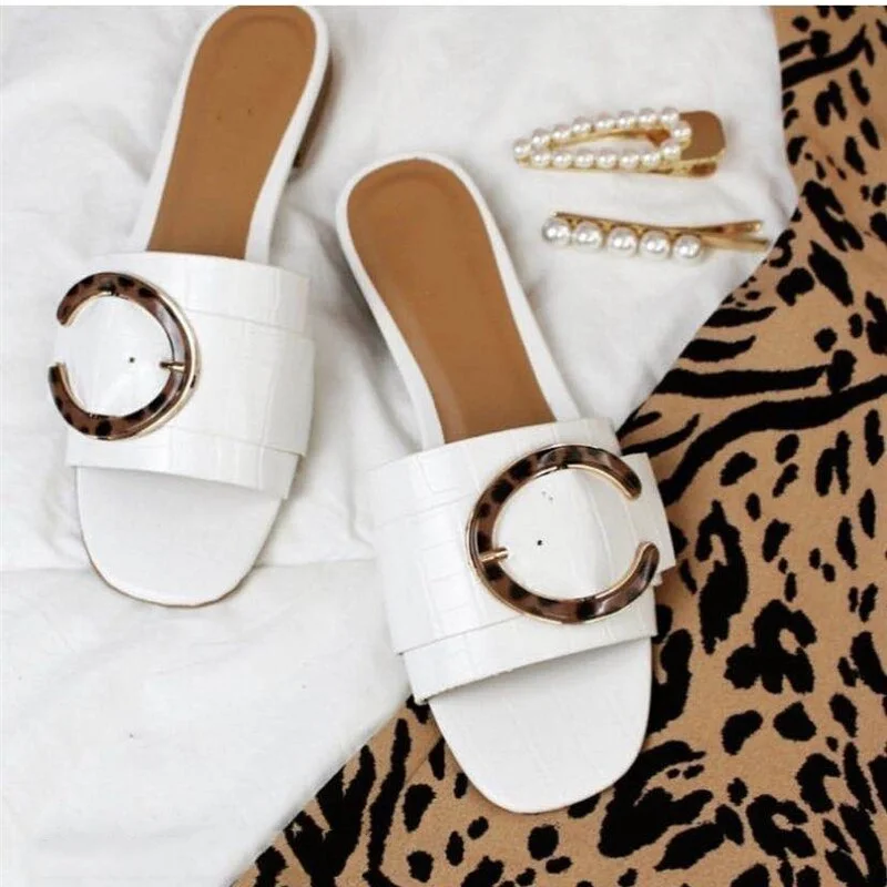 Summer Solid Color Buckle Slippers DC350 Plus size unclassified dresses