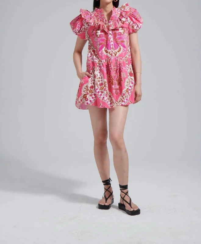 Tatiana Dress In Clementine Pink Print Printed unclassified dresses